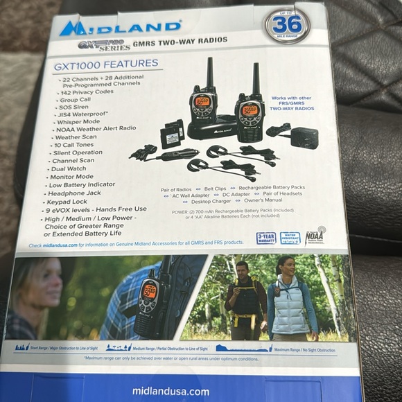 Midland GXT1000VP4 50 Channel GMRS Two-Way Radio - Up to 36 Mile - Picture 5 of 5